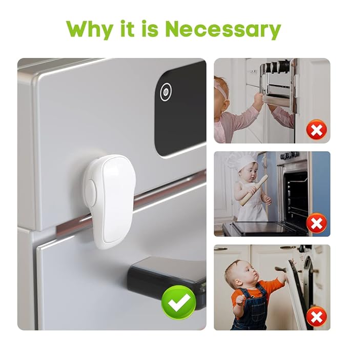 SAFELON 1 Pcs Baby Safety Oven Door Lock, Double Button Oven Lock for Kitchen Safety (White)