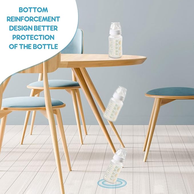 Kisangel 4Pc Silicone Baby Bottle Covers Protective Sleeves for Glass Bottles Nursery Feeding Bottle Cap Cover Shockproof Anti-Skid 3.34X2.24X2.24In