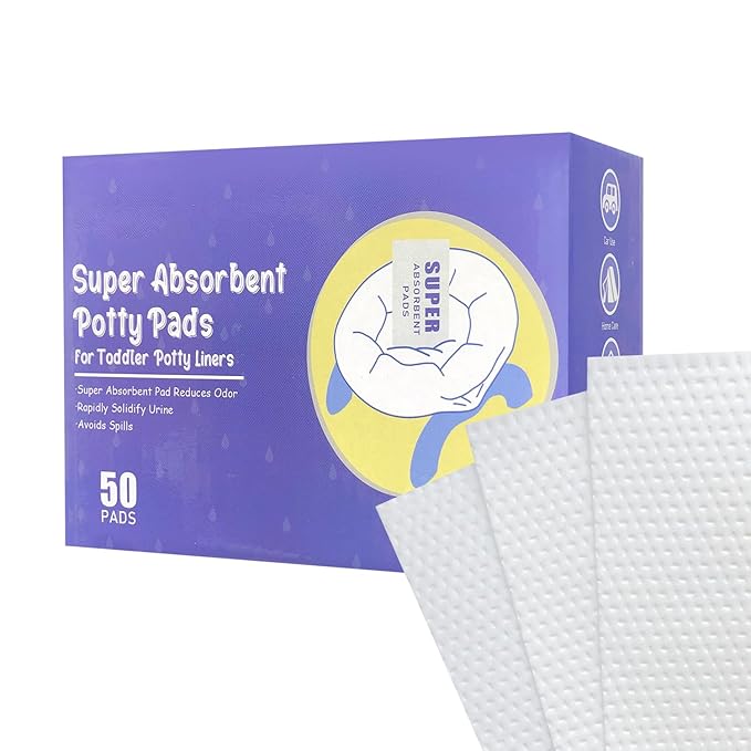 Disposable Potty Absorbent Pads for Kids Travel,Toilet Refill Pouch for Toddler Toilets Portable Fast-Acting Absorbent Fit All Baby Travel Potty Bags - 50 Pads