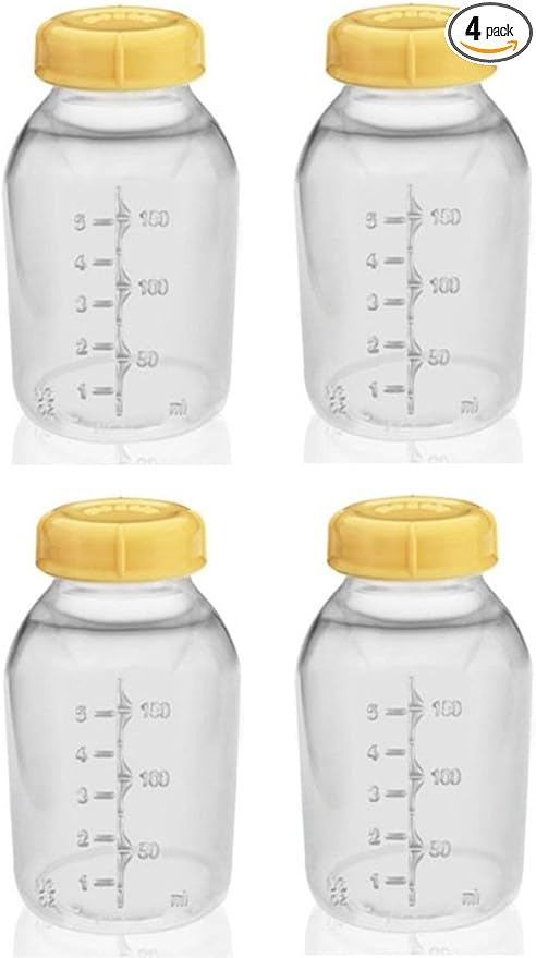 Medela Breast Milk Collection Storage Feeding Bottle w/Lid 5 Oz/ 150 Ml X4