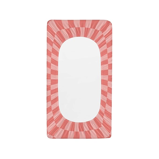 Coral Pink Checkered Changing Pad Cover for Baby Girls Boys Cartoon Breathable Diaper Change Table Sheet Soft Stretchy Cute Change Table Mat Cover Fit 32x16