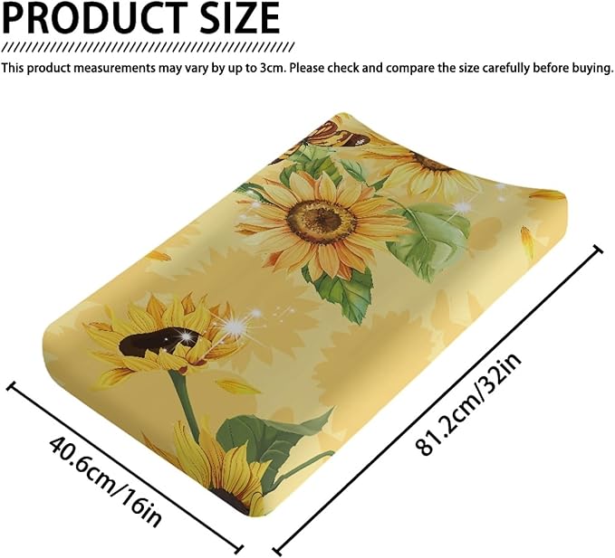 Changing Pad Cover, Sunflower Yellow Changing Table Cover Breathable Changing Table Sheet Diaper Changing Pad Cover