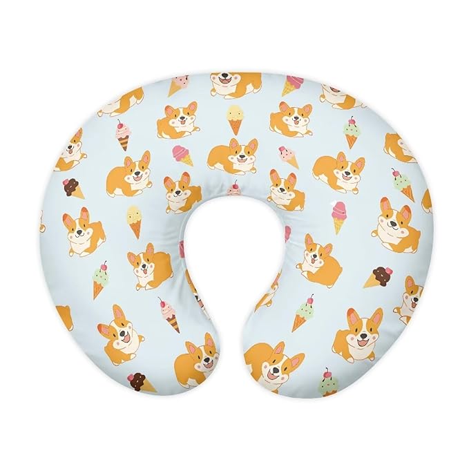 Cute Dogs Breastfeeding Pillow Cover Newborn U-Shaped Breastfeeding Pillowcase Cushion Cover Easy to Use and Dustptoof