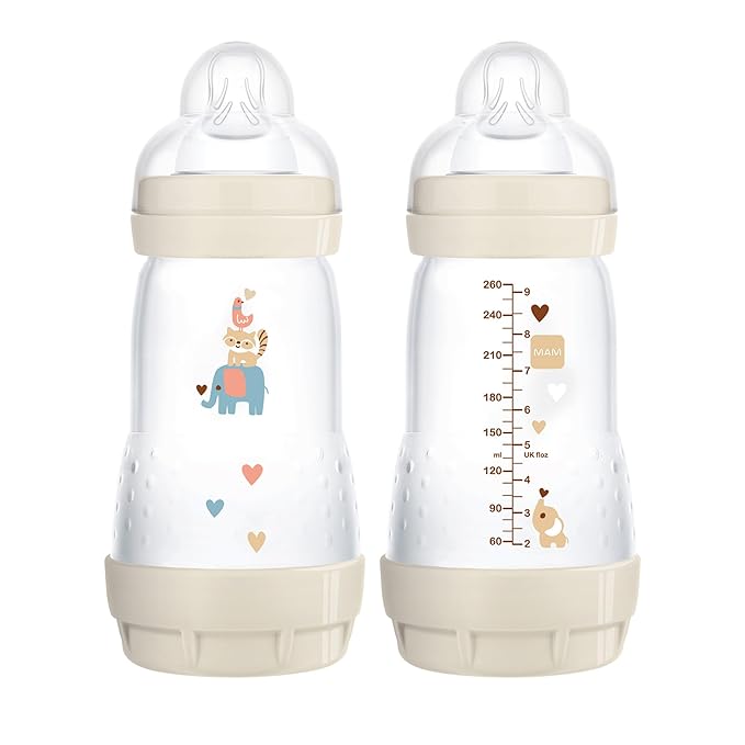 MAM Anti-Colic Baby Bottles, Easy Active Baby Bottles, 3-Count 9 oz and 11 oz, Silicone Nipples