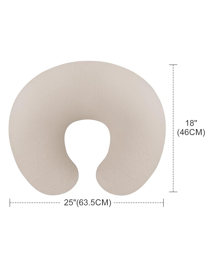 Nursing Pillow Covers 2 Pack, Muslin Nursing Cover for Breastfeeding Pillows, Comfortable for Baby Girls and Boys (Leaf C & Sage)