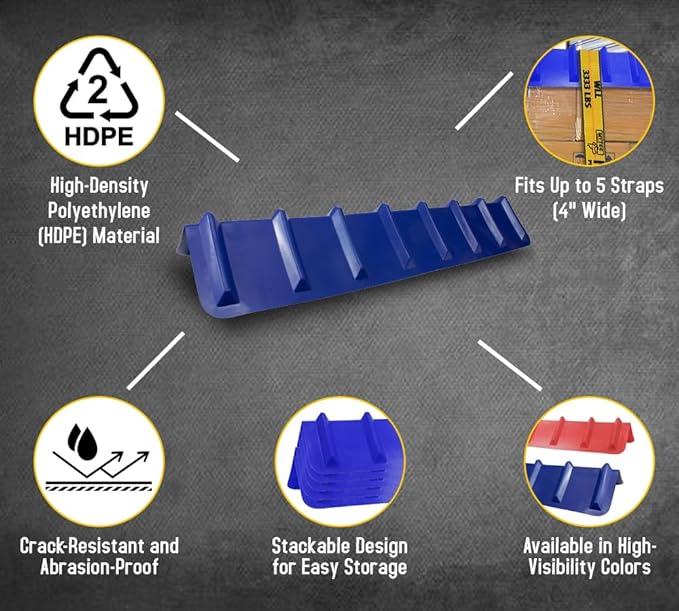 Mytee Products 8"x8"x48" Blue Flatbed Corner Protector - V Shaped Edge Guard for Tie-Down Winch & Ratchet Straps - Plastic Corner Protector for Flatbed Trailer Cargo Load (10 Pack)
