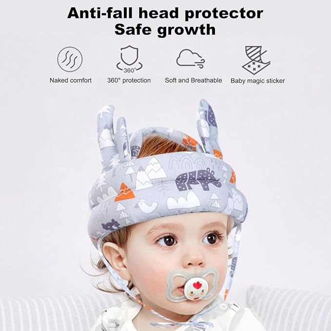 Baby Helmet, Baby Adjustable Helmet, Lightweight and Soft, No Bumps Safety Head Cushion Bumper Bonnet, Adjustable Protective Cap Child Safety Headguard Hat for Running Walking Crawling