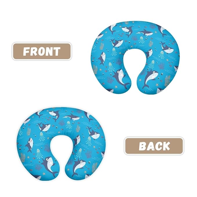 Shark Nursing Pillow Cover, Fits The Original Support for Breastfeeding, Bottle Feeding, and Bonding Shark Comfortable Slipcover for Baby Girl and Boy Blue