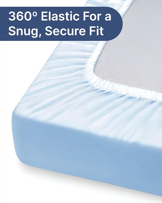 Baby Crib Sheets for Boys & Girls - Pack of 2 Fitted Microfiber Crib Sheets for Standard Crib & Toddler Mattress - Breathable & Wrinkle Free - Machine Washable, Oeko Tex - 52x28x8in - Navy Baby Blue