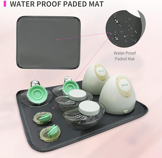 Wearable Breast Pump Bag for Elvie and Medela Pumps - Compact, Travel-Friendly Pump carrying case with Waterproof Mat - Ideal for Working Moms (Pink)
