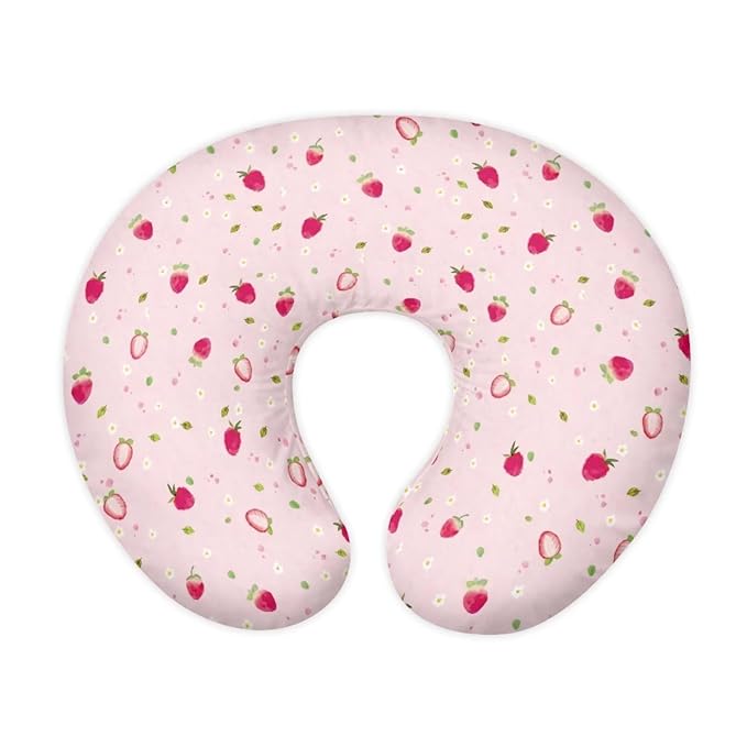 Strawberry Fruit Print Nursing Pillow Cover, Removable Nursing Covers for Breastfeeding Pillows, Ultra Soft Comfortable Slipcover for Baby Girl and Boy