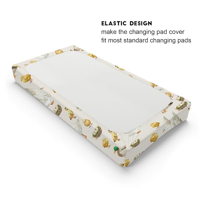 Watercolor Farm Birds Ducks Eggs Baby Changing Pad Covers for Boys & Girls 32''x16'' Farm Animals Unisex Fitted Changing Table Covers Sheets Comfort Soft Breathable Diaper Change Table Mats