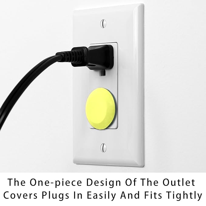 Pure Luminous Yellow Color Outlet Covers (12 or 24 Pack) - Child Safety Electric Plug Protectors to Prevent Power Shock