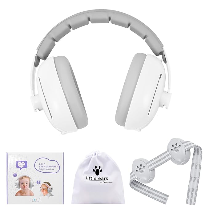 Baby Ear Muffs Noise Protection: 2-in-1 Baby Headphones for Noise, Protects Hearing for 0-48 Months Infants Toddler
