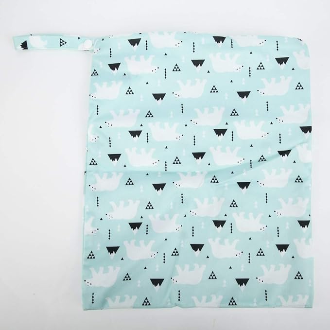 2 Wet Bags With Two Zippered Pockets Reusable Diaper Nappy Waterproof (Farm and Polar Bear)