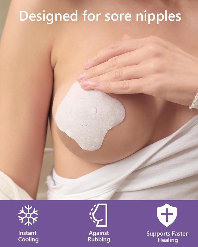 Breastfeeding Essentials Kit for Nursing Moms Nipple Relief, 60 Piece Gift Set with Reusable Hot and Cold Breast Therapy Packs/Hydrogel Nipple Pads/Lanolin cream/Disposable Nursing Pads/Saline Spray