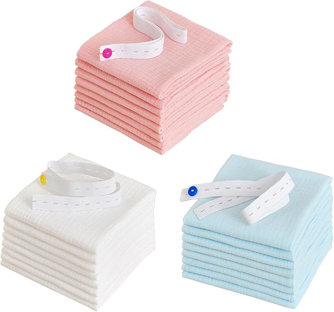 8X Cotton Gauze Baby Diapers Ultra-Thin Breathable Baby Nappy Washable Reusable Soft Baby Towels 43x45cm White/Blue/Pink Cloth Diapers with Snaps