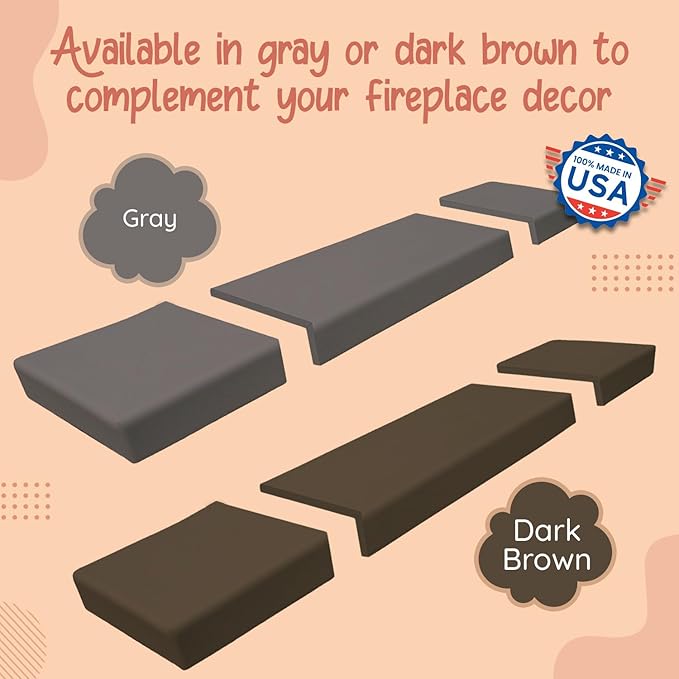 Soft Seat Edge Cushion Fireplace Hearth Guard Bumper Pad Child Proof Padding (Large, Gray-fits Width from-81-104")