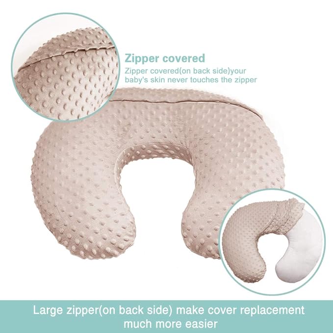 OWLOWLA Nursing Pillow Cover, Breastfeeding Pillow Slipcover Fits Nursing Pillow for Baby Boy Girl(Tan)