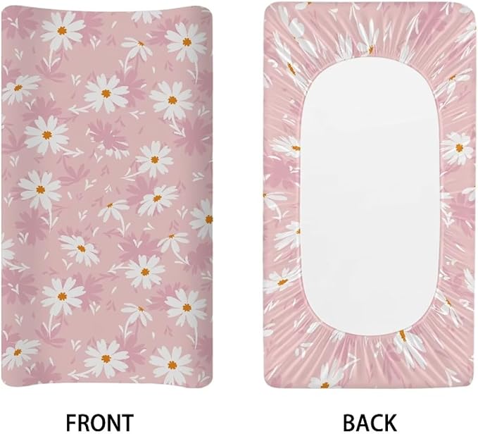 Daisy Changing Table Cover Waterproof Nursery Pad Change Cover Breathable Stretchy Diaper Changing Cover Soft Changing Pad Cover for Boys Girls