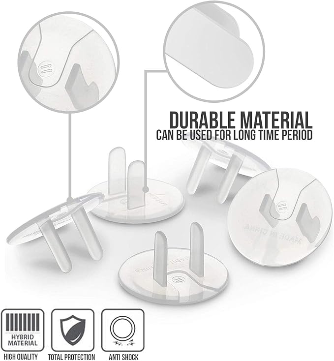 Tiny Patrol Clear Outlet Covers Babyproofing, Electric Plug Protectors, Childproof Socket Covers for Home and Office Protect Toddlers, Babies 15 Count