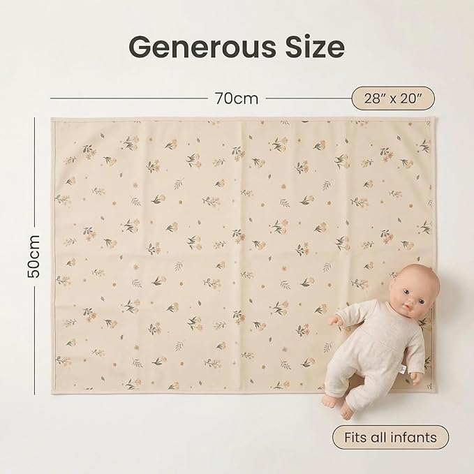 Vegan Leather Baby Changing Mat - Wipeable Portable Changing Pad, Foldable Travel Changing Mat for Baby, Newborns Toddlers Shower Gifts (Flower,20"*28")