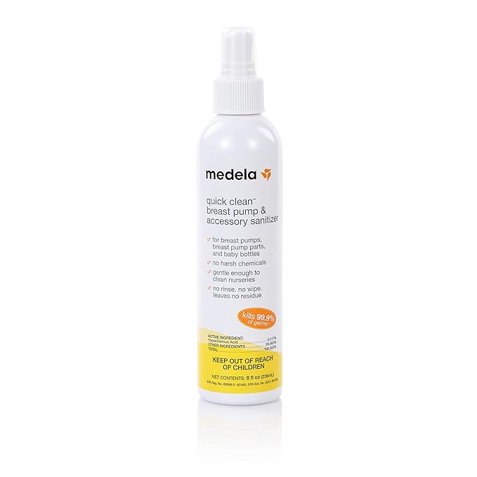 Medela 2 PersonalFit Flex Replacement Connectors for Pump in Style MaxFlow, Swing Maxi & Freestyle Breast Pumps + Quick Clean Breast Pump Sanitizer Spray, 8 Fluid Ounces