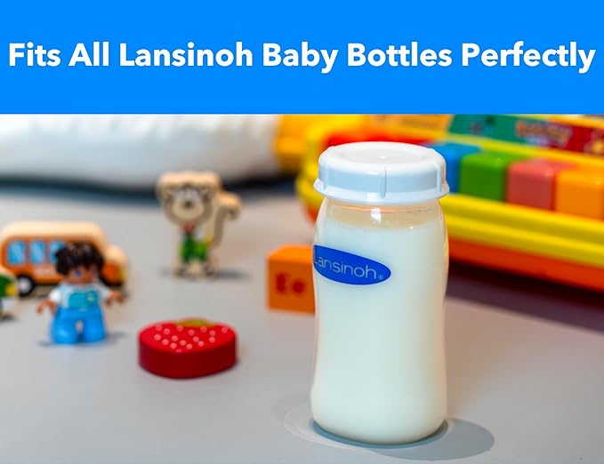8-Pack Travel and Storage Baby Bottle Caps Compatible with Lansinoh Bottles, Baby Bottle Lids Replacement with Sealing Gasket, Leak-Proof, BPA-Free