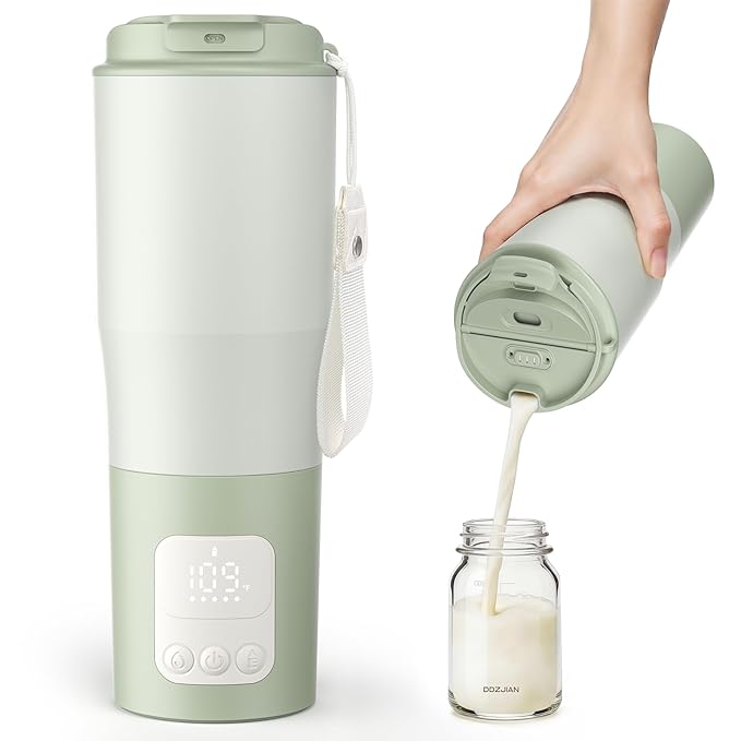 Portable Bottle Warmer 380ml for Travel, Baby Milk Warmer with Rechargeable Battery, Water Warmer On The Go for Breastmilk & Formula, Ideal Baby Shower Gifts