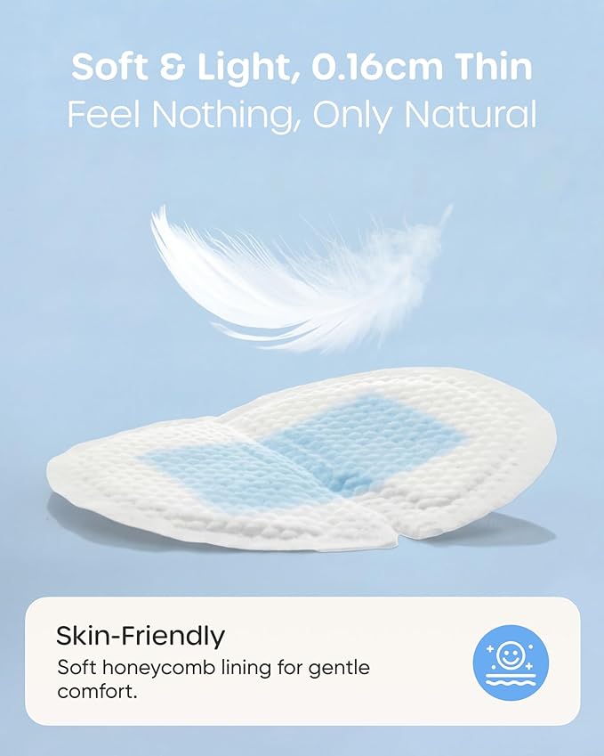 Nuliie High-Absorbency Blue Core Nursing Pads 200 Count, Disposable Breast Pads for Heavy Leaking, Stay Dry Day & Night, Leakproof, Individually Wrapped