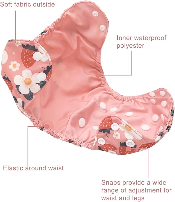 babygoal Baby Cloth Cover for Prefolds,Flats or Fitted Diapers– Adjustable, Reusable, Waterproof Swim Diaper Cover