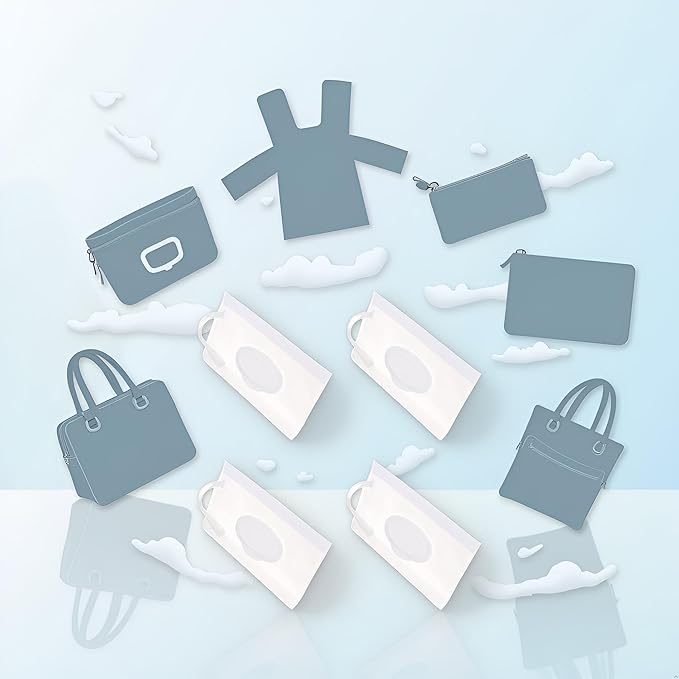 4 Pcs Baby Wipe Case Travel Holder Keeps Wipes Moist Set of Wet Wipes Holders Cases Portable Travel On The Go Refillable Dispenser Container Diaper Wipe Holders Wipes Holders