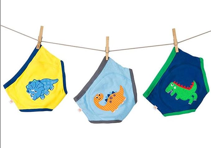 ZOOCCHINI Toddler 3-Pack Potty Training Pants - Soft Organic Cotton Underwear with Absorbent Padding and Fun Designs, Jurassic Pals, 2-3 Years