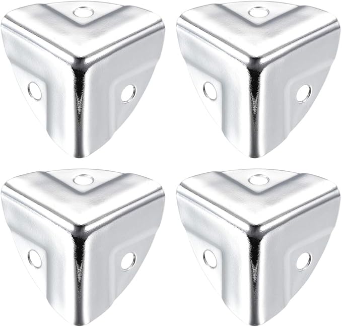 uxcell Metal Box Corner Protectors Wooden Box Edge Guard Protector 22x22x22mm Silver Tone 4pcs