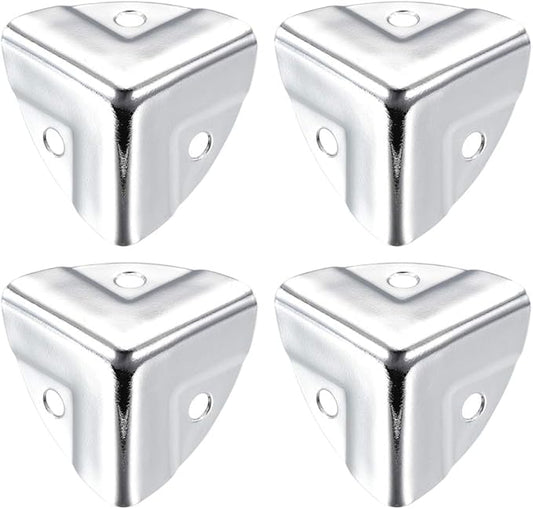 uxcell Metal Box Corner Protectors Wooden Box Edge Guard Protector 22x22x22mm Silver Tone 4pcs