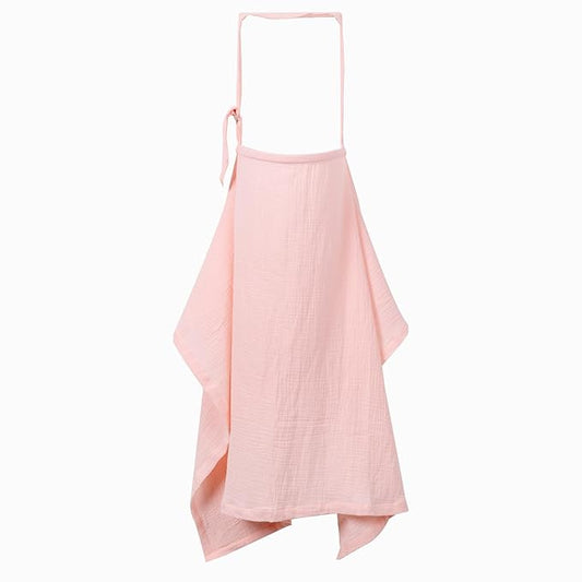 Muslin Nursing Cover Up for Breastfeeding, 47"x47" Cotton Muslin Breastfeeding Covers for Nursing, Full Coverage Breast Feeding Covers, Pumping Cover Oeko-TEX Designed in France - Pink