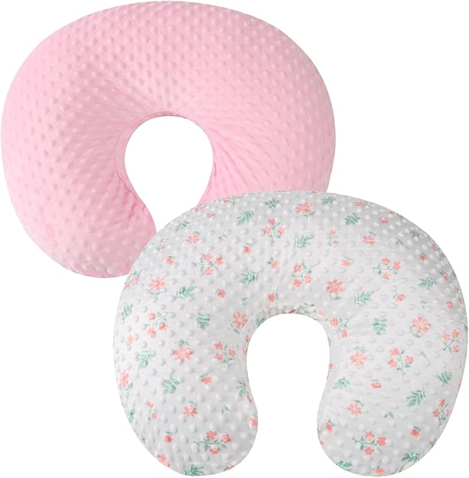 Dot Nursing Pillow Cover Set 2 Pack Nursing Pillow Slipcovers, Ultra Soft Compatible with Boppy Pillow,Standard Pillow for Baby Boy Girl Light Pink, Floral