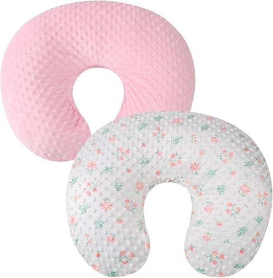 Dot Nursing Pillow Cover Set 2 Pack Nursing Pillow Slipcovers, Ultra Soft Compatible with Boppy Pillow,Standard Pillow for Baby Boy Girl Light Pink, Floral