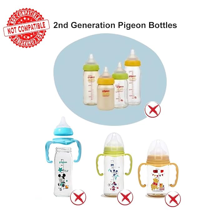 Pack of 2, Bottle Handles Grips Compatible with Pigeon Nursing Bottles and Silicone Coating Glass Bottles (Colors May be Vary)