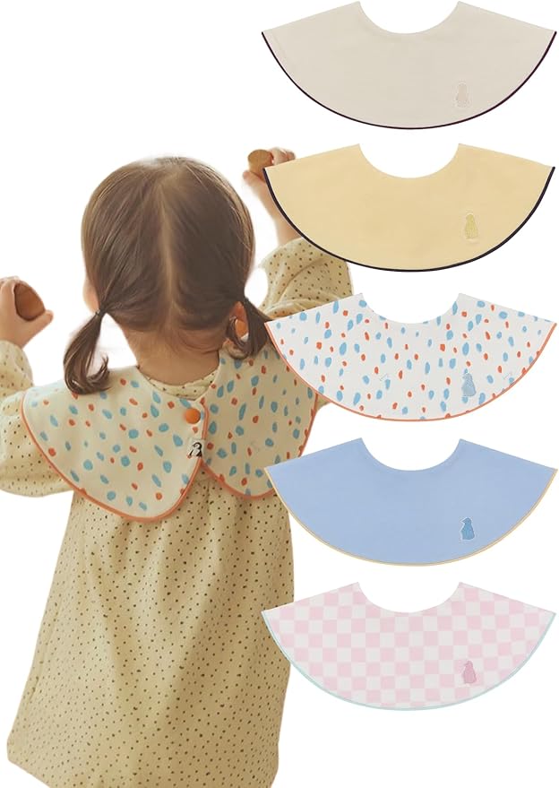 Konny Baby Bib 3/5/7-Pack Set, 360 ° Rotate, Soft and Absorbent Drooling for Toddler Boys Girls Baby Essentials