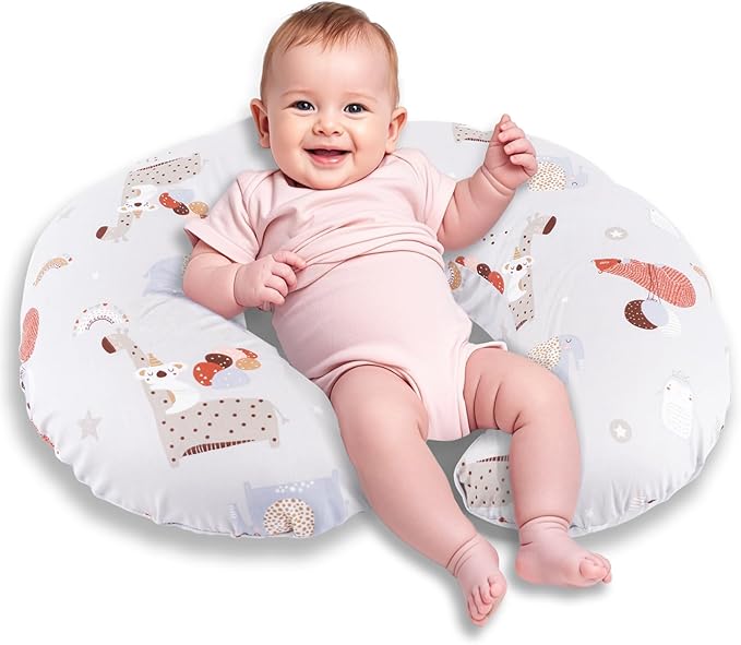 x-vesolje Nursing Pillow, Breastfeeding Pillow with Removable Cover, Ergonomic Breast Feeding Pillow, Baby Feeding Support Pillow for Mom Easier Breastfeeding- Original Size/Animal Gray
