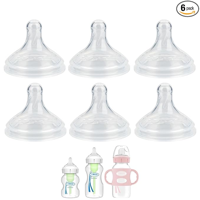 Silicone Nipple for Dr. Brown's Natural Flow Level 3 Wide-Neck Baby Bottle, 6m+, Fast Flow, 6 Count
