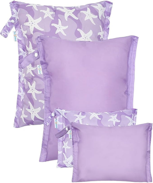 babygoal Wet Dry Bags 4 Pack, Waterproof Reusable Travel Bags for Swimsuits, Baby Cloth Diapers, Beach, Pool, Gym Bag & Wet Clothes