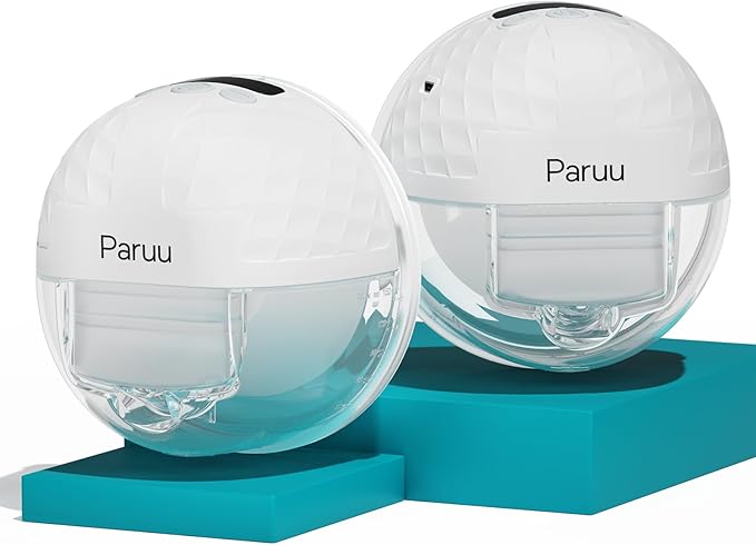 Paruu P10 Old Version Hands-Free Breast Pump Wearable, 338mmHg Strong Suction, Low Noise, 4 Modes & 9 Levels, Electric Breast Pump Portable, Smart Display, 19/21/24/28mm Insert/Flange, 2 Pack (White)