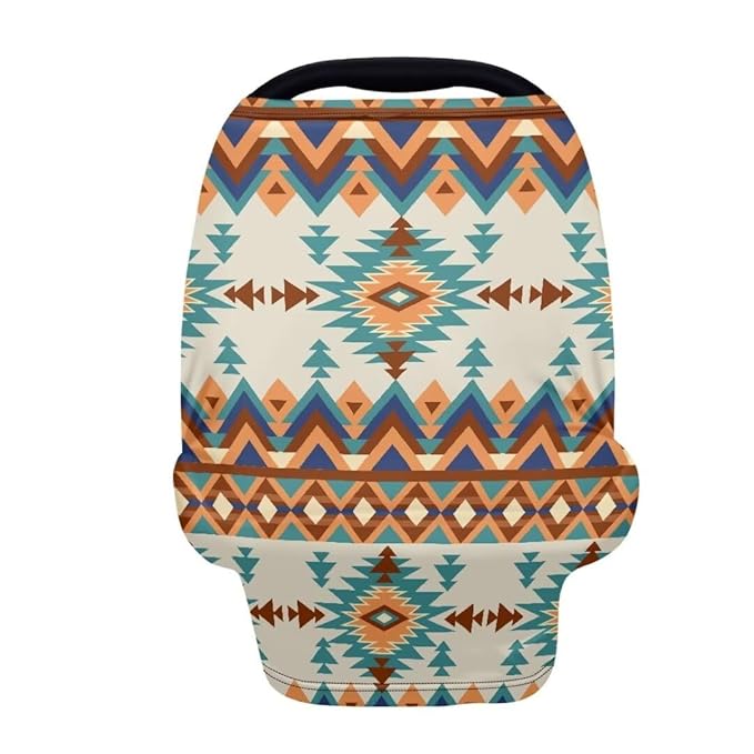 Coldinair Native Aztec Geometric Ultra Soft and Stretchy Car Seat Cover for Baby Boys Girls,Car Seat Canopy Nursing Cover,Multi-use Cover,Baby Breastfeeding Cover
