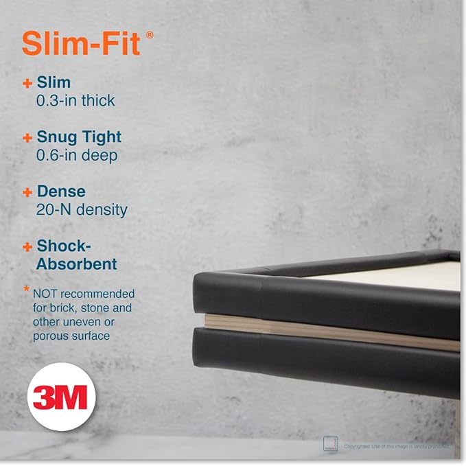 Roving Cove Slimfit Corner Edge Protector for Baby Proofing (Small 18ft Edge 8 Corners), Furniture Safety Bumper Guard, Soft NBR Rubber Foam, 3M Adhesive, Onyx Black