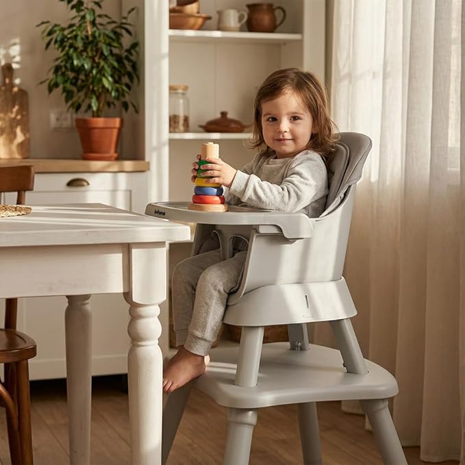 INFANS 8 in 1 Baby High Chair, Convertible Highchair for Babies and Toddlers, Infant Dining Booster Seat, Building Block Table, Kids Stool Table Chair Set with Removable Tray