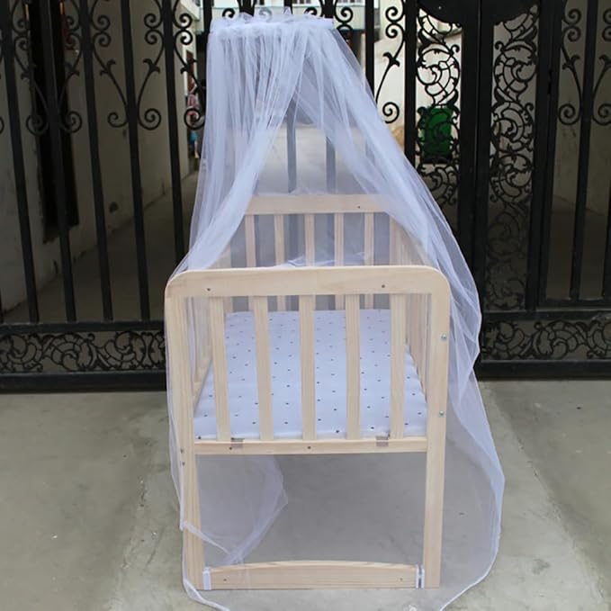 Universal Crib Floor Mosquito Net with Lace, Breathable Crib Netting Bed Curtains Canopy for Baby Kids, Toddler Bed Crib Dome Canopy Netting Without Stand