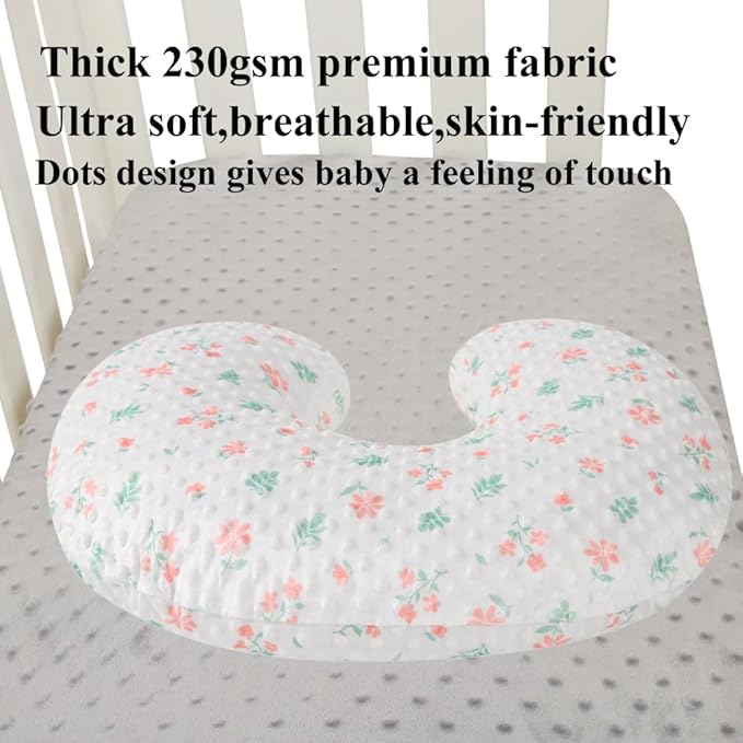 Dot Nursing Pillow Cover Set 2 Pack Nursing Pillow Slipcovers, Ultra Soft Compatible with Boppy Pillow,Standard Pillow for Baby Boy Girl Light Pink, Floral