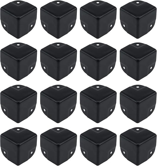 Antrader 16Pcs Black Metal Corner Protector,1.57" Box Edge Guard Protector,Metal Cabinets Speaker Corners Protector(40×40×40mm)